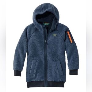 L.L. Bean Fleece Long Coat Kids Navy Jacket Size 18